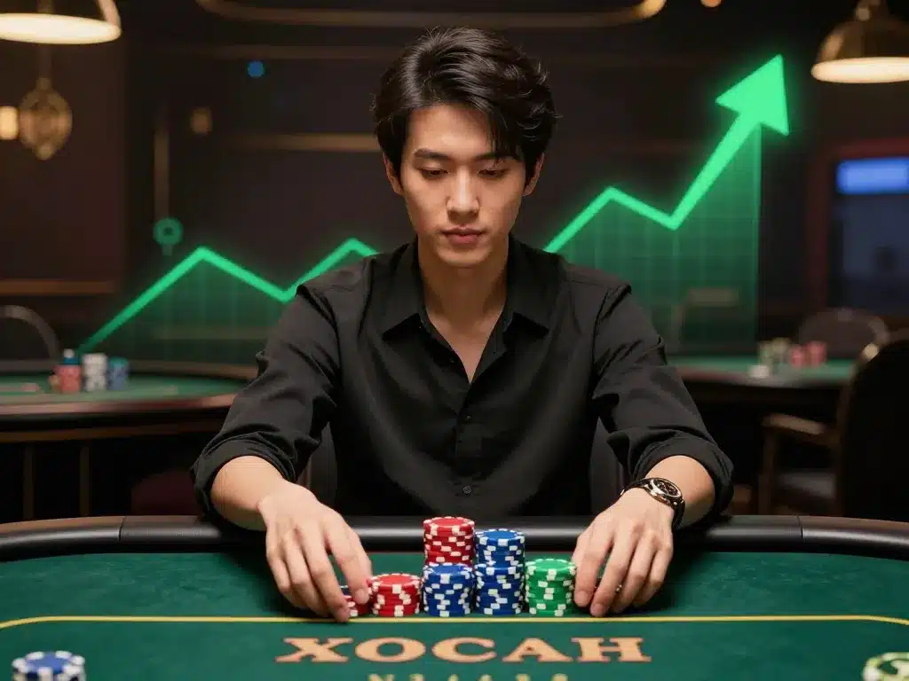 Người Chơi Xóc Đĩa Sunwin Tự Tin Quản Lý Vốn Với Chồng Chip Và Biểu Đồ Tăng Trưởng, Biểu Cảm Bình Tĩnh Trong Không Khí Casino Bí Kíp Soi Cầu Xóc Đĩa Sunwin 2026 Người chơi xóc đĩa Sunwin tự tin quản lý vốn với chồng chip và biểu đồ tăng trưởng, biểu cảm bình tĩnh trong không khí casino bí kíp soi cầu xóc đĩa sunwin 2026